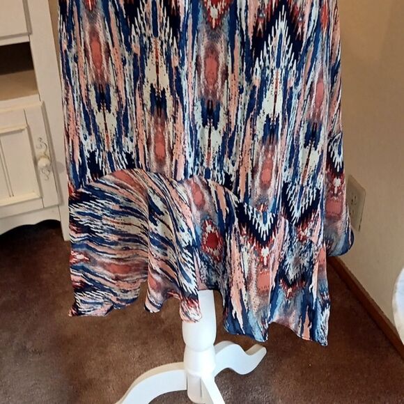 MSK Handkerchief Hem Dress. Boho, Tomato Girl, Y2K - Picture 3 of 11